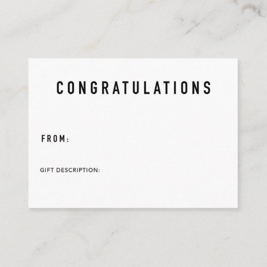 Carte D'accompagnement Afficher la balise Insertion et cadeau de douche | (Dos)