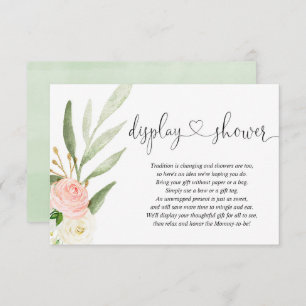 Carte D'accompagnement Afficher la douche insert coeur or rose baby showe