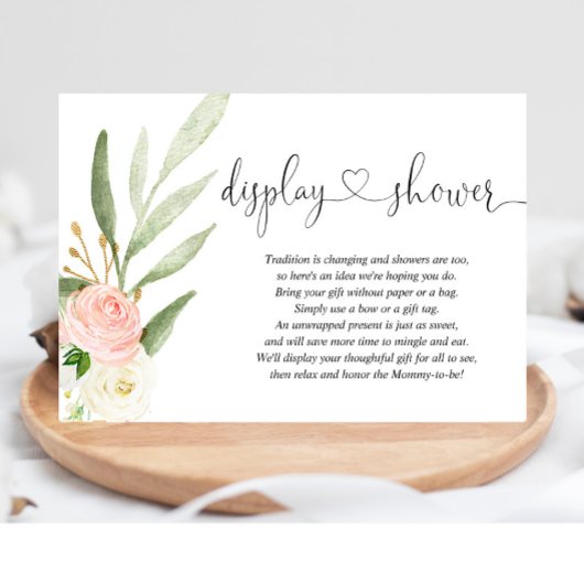 Carte D'accompagnement Afficher la douche insert coeur or rose baby showe