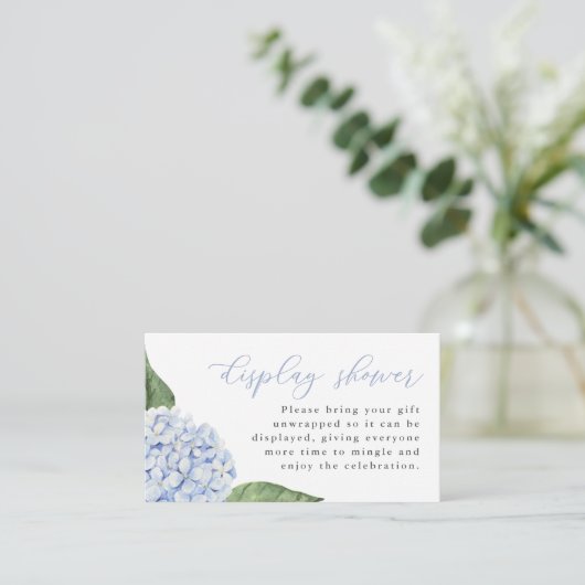 Carte D'accompagnement Afficher la Douche, Script, Hydrangea Bleu (Debout devant)