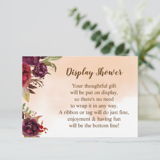 Carte D'accompagnement Afficher Les Fleurs De Bourgogne Wedding shower (Debout devant)