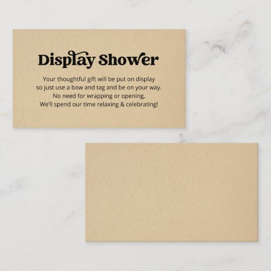 Carte D'accompagnement Afficher l'invite de douche Insertion (Devant / Derrière)