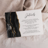 Carte D'accompagnement Agate Black Gold Modern Script Détails Mariage