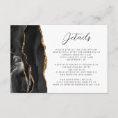 Carte D'accompagnement Agate Black Gold Modern Script Détails Mariage (Devant)