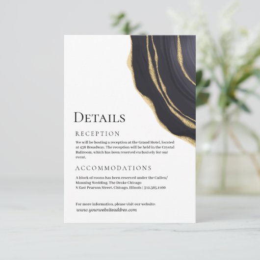 Carte D'accompagnement Agate doré gris foncé (Debout devant)