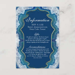 Carte D'accompagnement Agate Elegant Pretty Blue Géode Informations Turqu