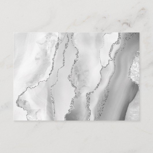 Carte D'accompagnement Agate Grey Silver Modern Script Détails du Mariage (Dos)