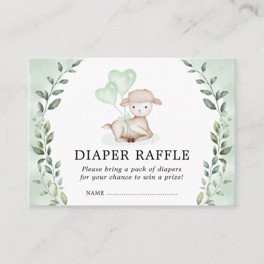 Carte D'accompagnement Agneau vert mignon Raffle Baby Sheep Douche (Devant)