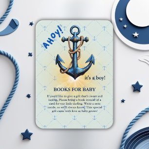 Carte D'accompagnement Ahoy bleu moderne ! Ancre Baby shower nautique