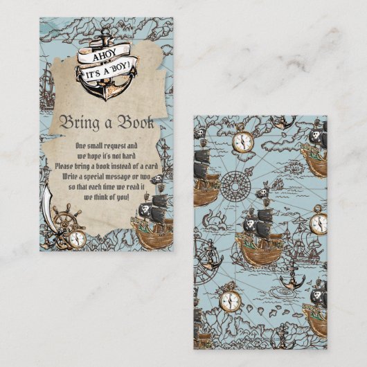 Carte D'accompagnement Ahoy C'est un garçon Baby shower pirate Apportez u (Devant / Derrière)