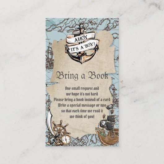 Carte D'accompagnement Ahoy C'est un garçon Baby shower pirate Apportez u (Devant)