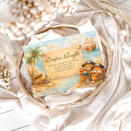 Carte D'accompagnement Ahoy Matey Storybook Pirates Diapper Raffle
