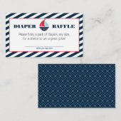 Carte D'accompagnement Ahoy Nautical Navy Blue Stripe Boy Diaper Raffle (Devant / Derrière)