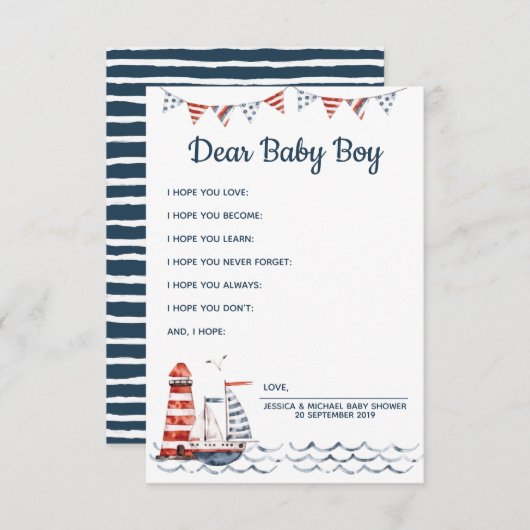 Carte D'accompagnement Ahoy Nautical Wives for Baby Advice Card (Devant / Derrière)
