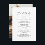 Carte D'accompagnement Aimee Rustic Script Mariage moderne<br><div class="desc">Carte d'enceinte mariage moderne avec un design simple avec "les détails" dans un style rustique typographie script avec votre photo préférée au dos. Cette élégante carte d'enceinte avec un agencement minimaliste est idéale pour tout type de mariage.</div>