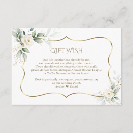 Carte D'accompagnement Airy Greenery White Rose Gold Mariage (Devant)