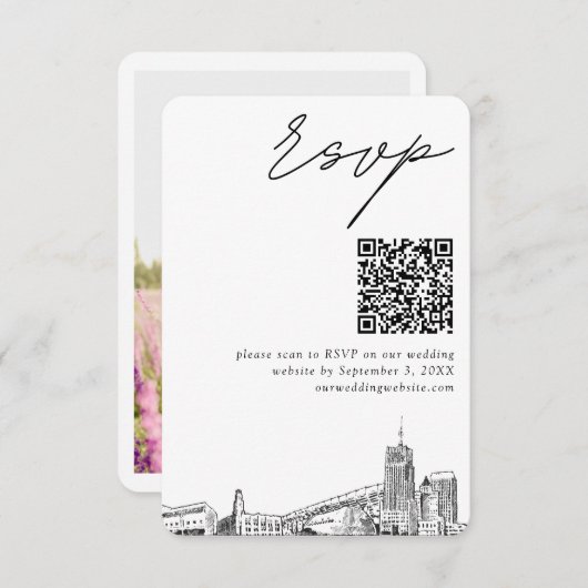 Carte D'accompagnement Akron Mariage moderne RSVP QR Code (Devant / Derrière)
