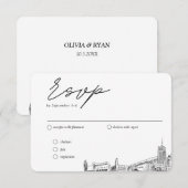 Carte D'accompagnement Akron Mariage traditionnel RSVP Options de repas (Devant / Derrière)