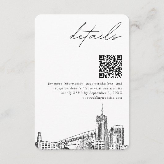 Carte D'accompagnement Akron Ohio Mariage détails modernes QR Code (Devant)