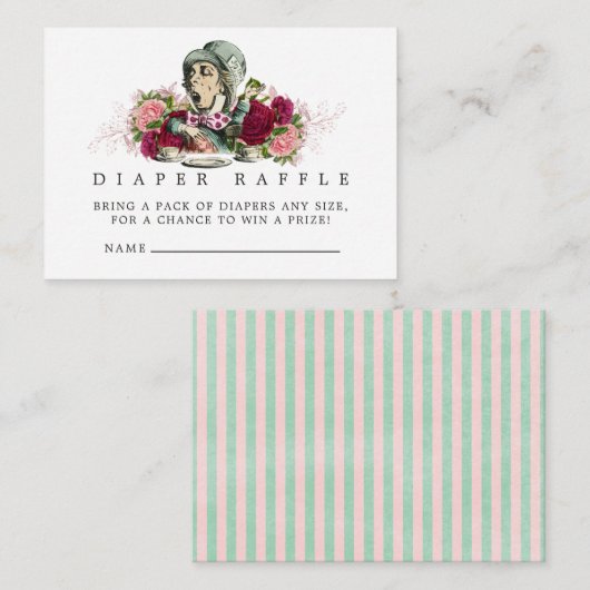 Carte D'accompagnement Alice Au Pays Des Merveilles Baby shower Déchets R (Devant / Derrière)