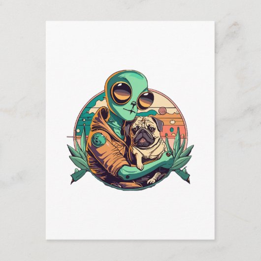 Carte D'accompagnement Alien et Pug (Devant)