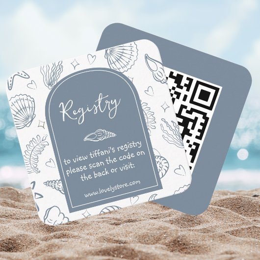 Carte D'accompagnement All I Sea is Love Dusty Blue QR Code Bridal Shower