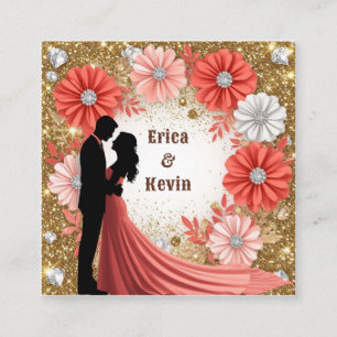 Carte D'accompagnement 💍 Alliance de mariage Corail Floral Or 💍