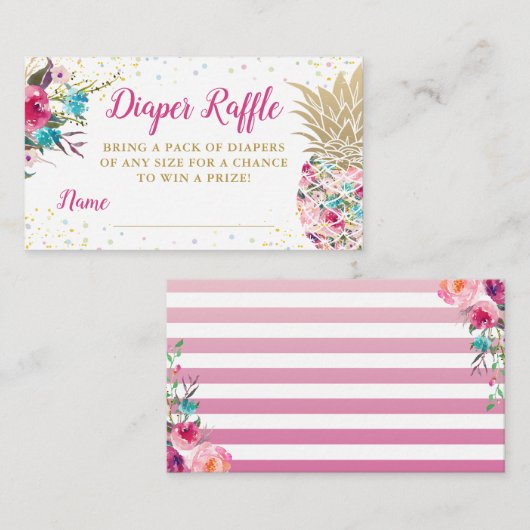 Carte D'accompagnement Aloha Baby shower ananas rose Barreau (Devant / Derrière)