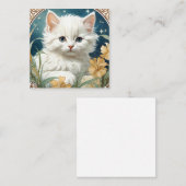 Carte D'accompagnement Alphonse Mucha Art Nouveau Kitten (Devant / Derrière)