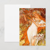 Carte D'accompagnement Alphonse Mucha Printemps Art Nouveau (Devant / Derrière)