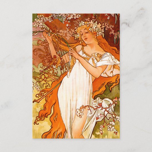 Carte D'accompagnement Alphonse Mucha Printemps Art Nouveau (Devant)