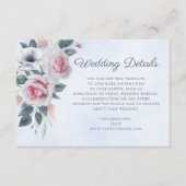 Carte D'accompagnement Ambiance romantique Rose Blue Mariage Détails (Devant)