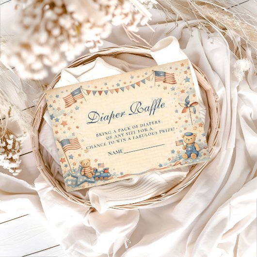 Carte D'accompagnement American Boy Stars and Stripes Diapper Raffle