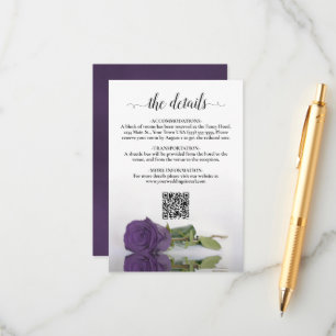 Carte D'accompagnement Amethyst Purple Rose Détails du Mariage QR Code