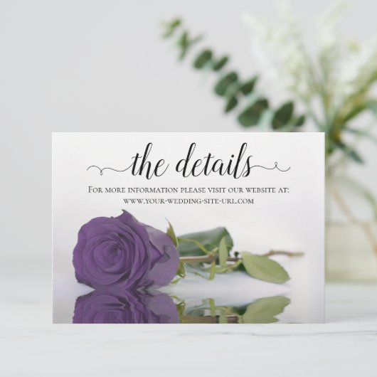 Carte D'accompagnement Amethyst Purple Rose Détails du Mariage Site Web (Debout devant)
