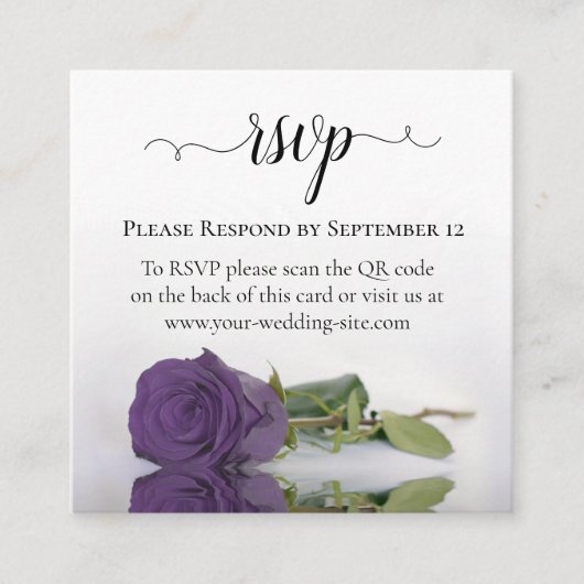 Carte D'accompagnement Amethyst Violet Rose Élégant mariage RSVP QR Code (Devant)