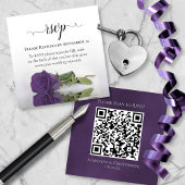 Carte D'accompagnement Amethyst Violet Rose Élégant mariage RSVP QR Code