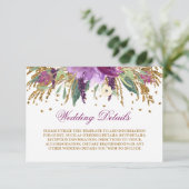 Carte D'accompagnement Améthyste d'aquarelle Détails du Mariage (Debout devant)