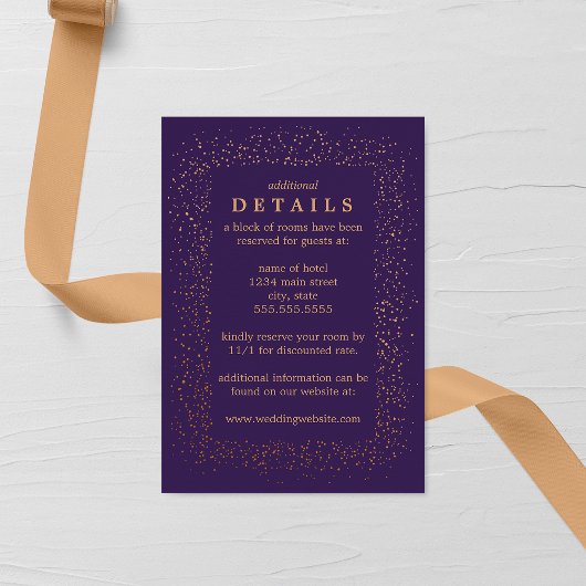 Carte D'accompagnement Améthyste et bronze Confetti brûle Mariage