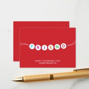 Carte D'accompagnement Ami mignon bracelet d'amitié rouge Valentines Day