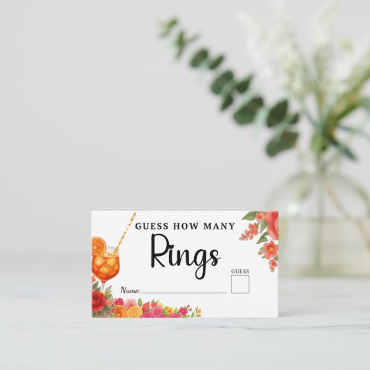 Carte D'accompagnement Amour à First Spritz Devinez combien de bagues nup (Debout devant)