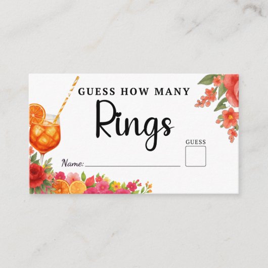 Carte D'accompagnement Amour à First Spritz Devinez combien de bagues nup (Devant)