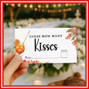 Carte D'accompagnement Amour au Premier Spritz Devinez Combien de Baisers