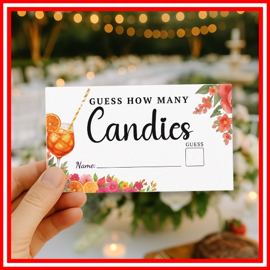 Carte D'accompagnement Amour au Premier Spritz Devinez Combien de Bonbons