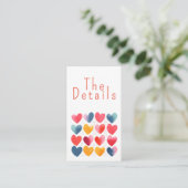 Carte D'accompagnement Amour coloré amusant coeurs mariage Les détails (Debout devant)