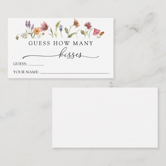 Carte D'accompagnement Amour dans Bloom Fleur sauvage Devinez combien de (Devant / Derrière)