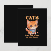 Carte D'accompagnement amour de chat mignon (Devant / Derrière)