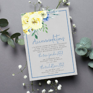 Carte D'accompagnement Amour Fleuri Jaune Bleu Floral Hébergements