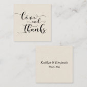 Carte D'accompagnement Amour & Merci Élégant Script Cream Wedding Favor (Devant / Derrière)