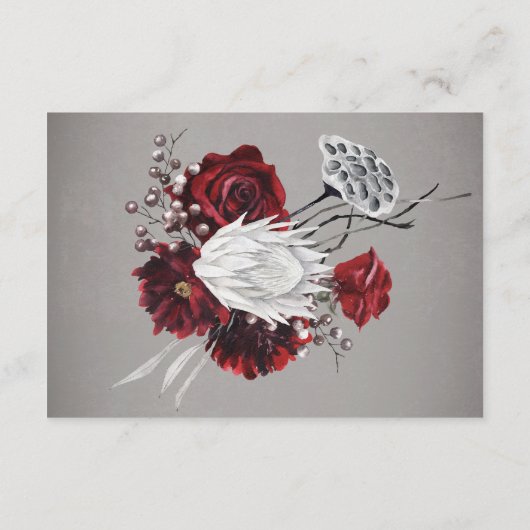 Carte D'accompagnement Amour & Os Réception de mariage florale rouge Spoo (Dos)